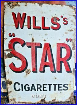 Vintage Original Wills's Star Cigarettes Enamel Sign