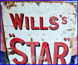 Vintage Original Wills's Star Cigarettes Enamel Sign