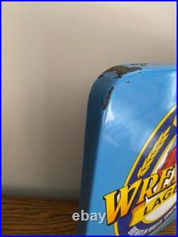 Vintage Original Wrexham Lager Enamel Advertising Sign Pub Reclamation