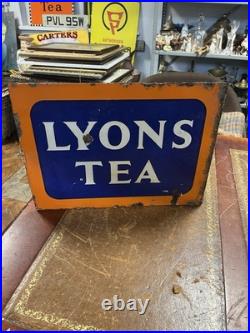 Vintage & Original authentic Double Sided Enamel Lyon's Tea Sign 42 X 30cm