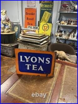 Vintage & Original authentic Double Sided Enamel Lyon's Tea Sign 42 X 30cm