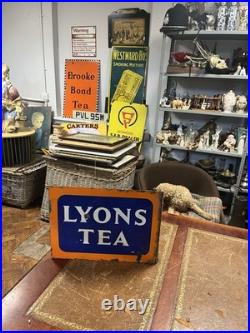 Vintage & Original authentic Double Sided Enamel Lyon's Tea Sign 42 X 30cm