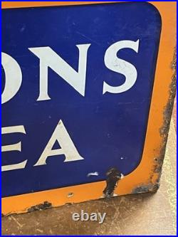 Vintage & Original authentic Double Sided Enamel Lyon's Tea Sign 42 X 30cm