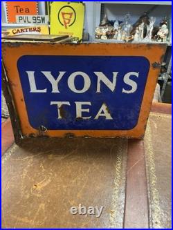 Vintage & Original authentic Double Sided Enamel Lyon's Tea Sign 42 X 30cm