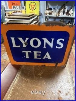Vintage & Original authentic Double Sided Enamel Lyon's Tea Sign 42 X 30cm