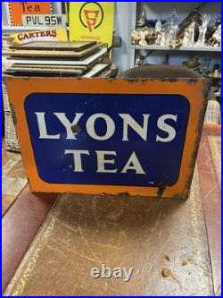 Vintage & Original authentic Double Sided Enamel Lyon's Tea Sign 42 X 30cm