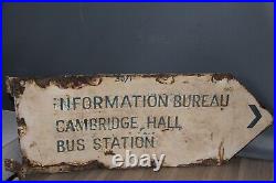 Vintage Original enamel Sign information Bureau Cambridge Bus Transport Auto