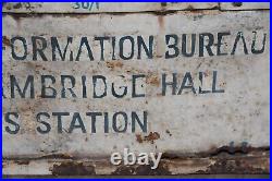 Vintage Original enamel Sign information Bureau Cambridge Bus Transport Auto