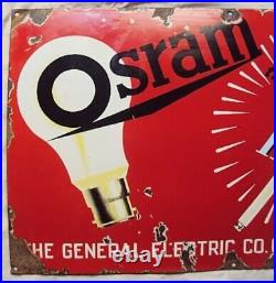 Vintage Osram Light Bulb Porcelain Enamel Sign Gec General Electric Co Ltd