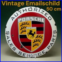 Vintage PORSCHE Enamel Plaque Sign Émaillée 50 cm