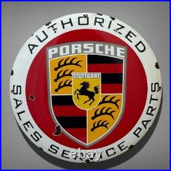 Vintage PORSCHE Enamel Plaque Sign Émaillée 50 cm
