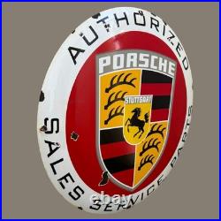 Vintage PORSCHE Enamel Plaque Sign Émaillée 50 cm
