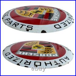 Vintage PORSCHE Enamel Plaque Sign Émaillée 50 cm
