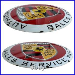 Vintage PORSCHE Enamel Plaque Sign Émaillée 50 cm