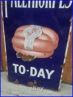 Vintage Palethorpes Frest Today Sausage Butchers Advertising Enamel Sign Cobalt
