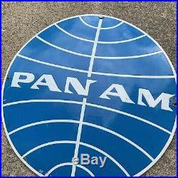 Vintage Pan Am Convex Curved Enamel Porcelain Sign Holland Langcat Bussum 14