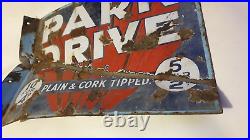 Vintage Park Drive Cigarettes Double Sided Shop Advertising Enamel Sign