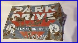 Vintage Park Drive Cigarettes Double Sided Shop Advertising Enamel Sign