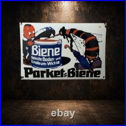 Vintage Parket Biene Enamel Advertisement Sign Enamel Plaque
