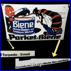 Vintage Parket Biene Enamel Advertisement Sign Enamel Plaque Vintage Parket Biene Enamel Advertisement Sign Enamel Plaque