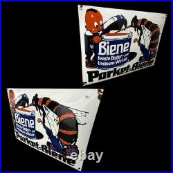 Vintage Parket Biene Enamel Advertisement Sign Enamel Plaque