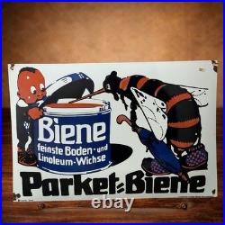 Vintage Parket Biene Enamel Advertisement Sign Enamel Plaque