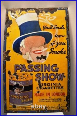 Vintage Passing Show Cigarettes Porcelain Enamel Sign 30x20 Tobacco Advertising Vintage Passing Show Cigarettes Porcelain Enamel Sign 30x20 Tobacco Advertising