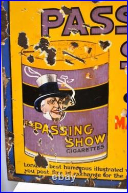 Vintage Passing Show Cigarettes Porcelain Enamel Sign 30x20 Tobacco Advertising Vintage Passing Show Cigarettes Porcelain Enamel Sign 30x20 Tobacco Advertising