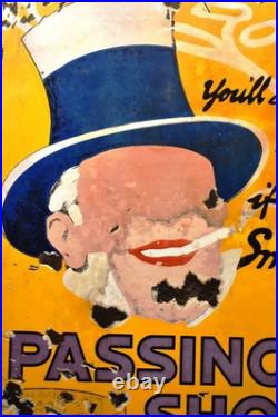 Vintage Passing Show Cigarettes Porcelain Enamel Sign 30x20 Tobacco Advertising Vintage Passing Show Cigarettes Porcelain Enamel Sign 30x20 Tobacco Advertising