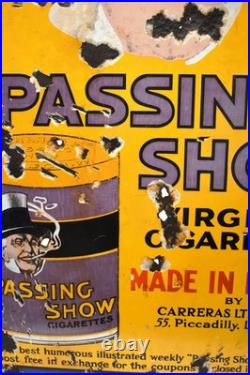 Vintage Passing Show Cigarettes Porcelain Enamel Sign 30x20 Tobacco Advertising Vintage Passing Show Cigarettes Porcelain Enamel Sign 30x20 Tobacco Advertising