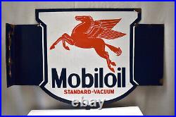 Vintage Pegasus Mobil Oil Standard-Vacuum Enamel Porcelain Sign Board Double Sid