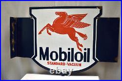 Vintage Pegasus Mobil Oil Standard-Vacuum Enamel Porcelain Sign Board Double Sid