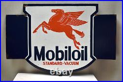 Vintage Pegasus Mobil Oil Standard-Vacuum Enamel Porcelain Sign Board Double Sid