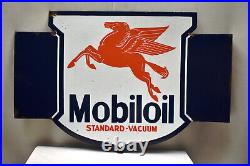 Vintage Pegasus Mobil Oil Standard-Vacuum Enamel Porcelain Sign Board Double Sid