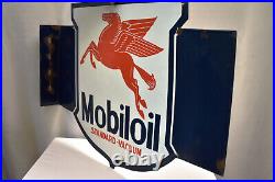 Vintage Pegasus Mobil Oil Standard-Vacuum Enamel Porcelain Sign Board Double Sid