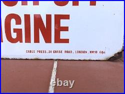 Vintage Petrol Spirit Engine Off Fire No Smoking Danger Notice Enamel Sign