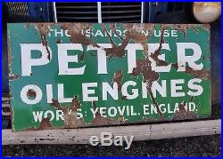 Vintage Petter Stationary Engine Enamel Sign Advertising Oil Antique Decorative