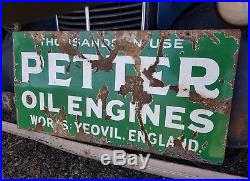 Vintage Petter Stationary Engine Enamel Sign Advertising Oil Antique Decorative
