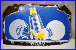 Vintage Philips Argenta Enamel Sign 16x9 Porcelain Advertising Board Light Bulb