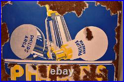 Vintage Philips Bulb Lamp Sign Board Porcelain Enamel Electric Light Advertise