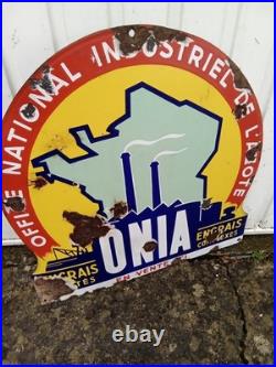 Vintage Pictorial Industrial/Colourful Enamel sign French makers/original 19 x19