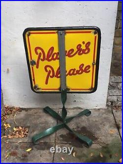 Vintage Player's Please Enamel Double Sided Street Sign