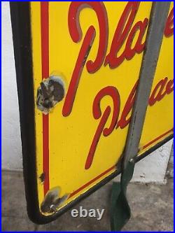 Vintage Player's Please Enamel Double Sided Street Sign