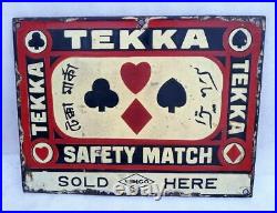 Vintage Playing Cared Sign Safety Match Advertising Porcelain Enamel Sign Board