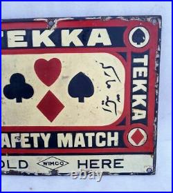 Vintage Playing Cared Sign Safety Match Advertising Porcelain Enamel Sign Board