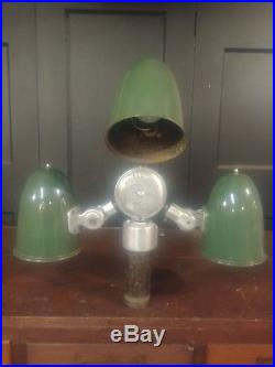 Vintage Porcelain Enamel 3-Socket Gas Station Sign Light Pole Mount REWIRED