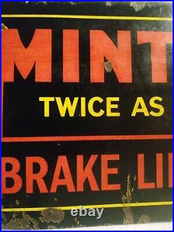 Vintage Porcelain Enamel Automobile Sign Mintex Brake Linings Twice as Safe 1950