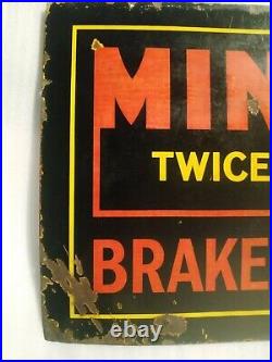 Vintage Porcelain Enamel Automobile Sign Mintex Break Linings Twice As Safe 1950