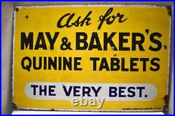 Vintage Porcelain Enamel May & Baker Quinine Tablets Sign Cooper Bond London