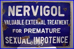Vintage Porcelain Enamel Nervigol Medicine Sign Blue White Advertising Board Old